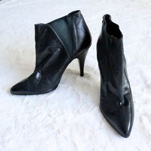 Vintage Paco Vera Black Leather Heeled Ankle Booties